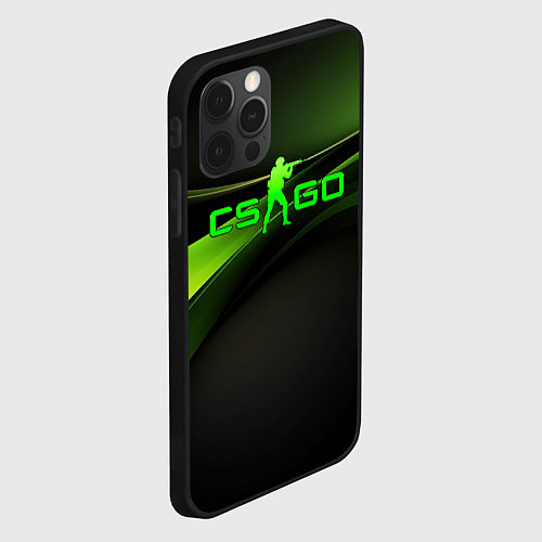 Чехол iPhone 12 Pro CS GO black green logo / 3D-Черный – фото 2