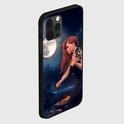 Чехол для iPhone 12 Pro Девушка играет на скрипке в ночном парке, цвет: 3D-черный — фото 2