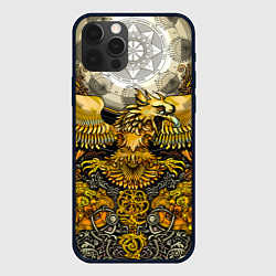 Чехол для iPhone 12 Pro Золотой орёл - славянский орнамент, цвет: 3D-черный