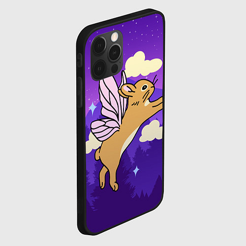 Чехол iPhone 12 Pro Лунный кролик с крыльями / 3D-Черный – фото 2
