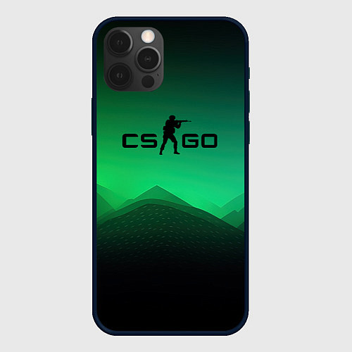 Чехол iPhone 12 Pro CS GO green black background / 3D-Черный – фото 1