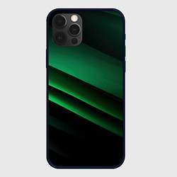 Чехол iPhone 12 Pro Черно зеленые полосы