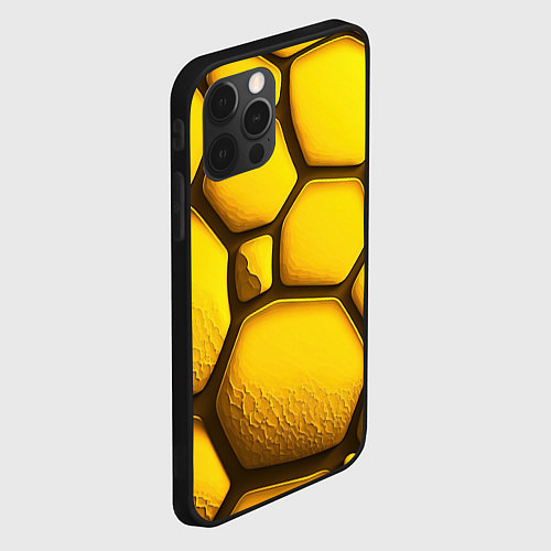 Чехол iPhone 12 Pro Желтые объемные плиты / 3D-Черный – фото 2