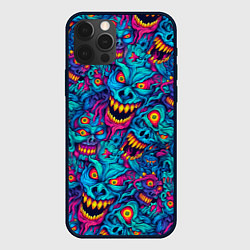 Чехол для iPhone 12 Pro Неоновые монстры - graffiti art style pattern, цвет: 3D-черный