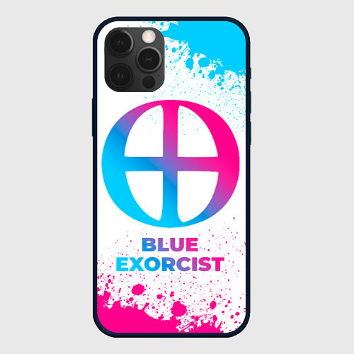 Чехол iPhone 12 Pro Blue Exorcist neon gradient style / 3D-Черный – фото 1