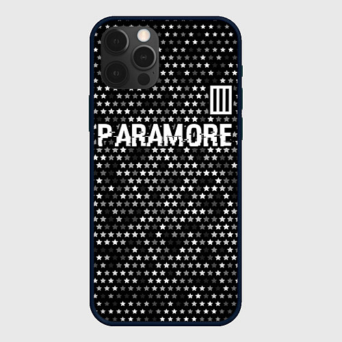 Чехол iPhone 12 Pro Paramore glitch на темном фоне: символ сверху / 3D-Черный – фото 1