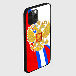 Чехол для iPhone 12 Pro Герб РФ - Российский триколор, цвет: 3D-черный — фото 2