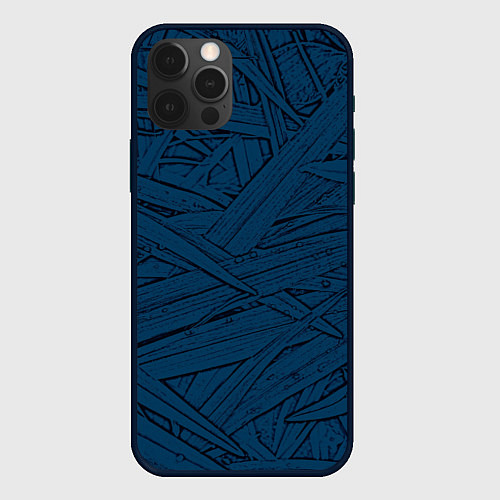 Чехол iPhone 12 Pro Стилизация трава тёмно-синий / 3D-Черный – фото 1