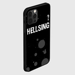 Чехол для iPhone 12 Pro Hellsing glitch на темном фоне: символ сверху, цвет: 3D-черный — фото 2