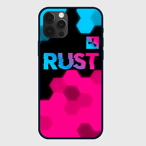 Чехол iPhone 12 Pro Rust - neon gradient: символ сверху / 3D-Черный – фото 1