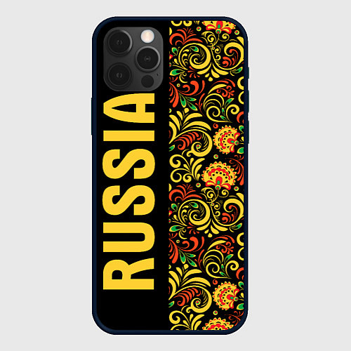 Чехол iPhone 12 Pro Russia хохлома / 3D-Черный – фото 1