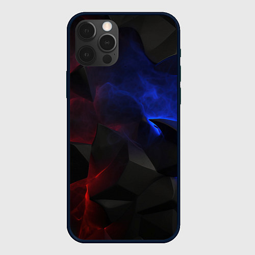 Чехол iPhone 12 Pro Синие черные красные плиты / 3D-Черный – фото 1