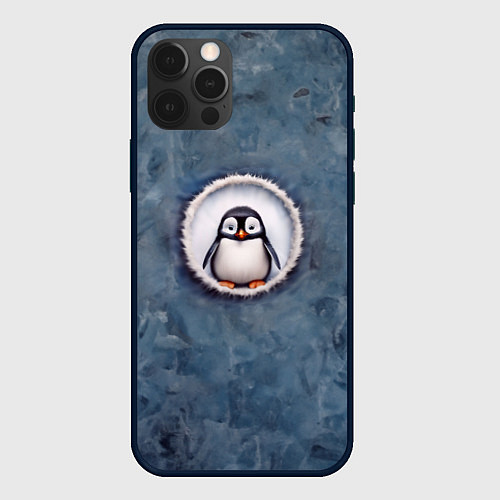 Чехол iPhone 12 Pro Маленький забавный пингвинчик / 3D-Черный – фото 1