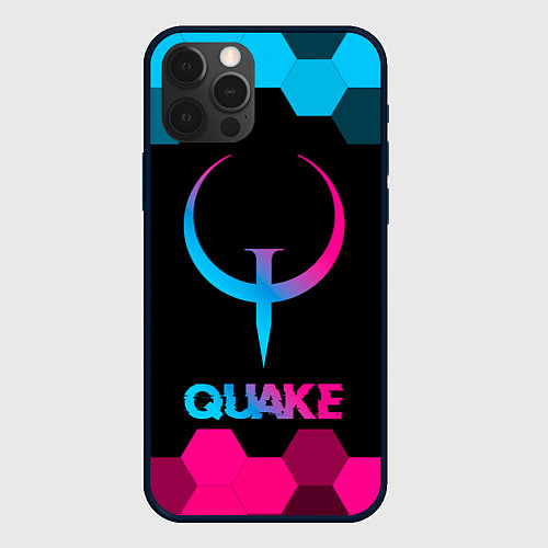 Чехол iPhone 12 Pro Quake - neon gradient / 3D-Черный – фото 1