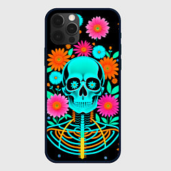 Чехол iPhone 12 Pro Неоновый скелет в цветах