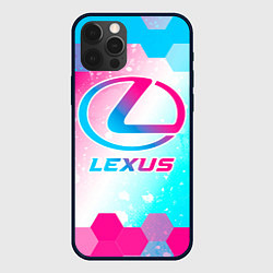 Чехол для iPhone 12 Pro Lexus neon gradient style, цвет: 3D-черный