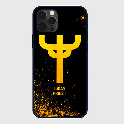 Чехол iPhone 12 Pro Judas Priest - gold gradient / 3D-Черный – фото 1