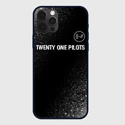 Чехол iPhone 12 Pro Twenty One Pilots glitch на темном фоне: символ св