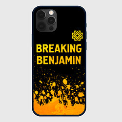 Чехол для iPhone 12 Pro Breaking Benjamin - gold gradient: символ сверху, цвет: 3D-черный