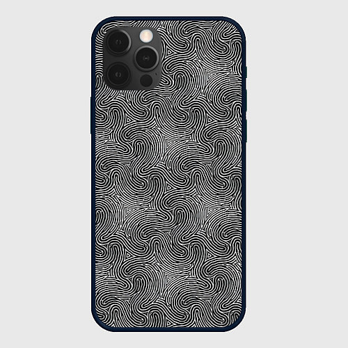 Чехол iPhone 12 Pro Узор Черно-белый / 3D-Черный – фото 1