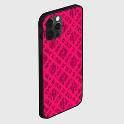 Чехол для iPhone 12 Pro Малиновый с черным геометрический узор, цвет: 3D-черный — фото 2