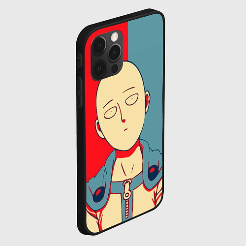 Чехол iPhone 12 Pro Saitama hero face / 3D-Черный – фото 2