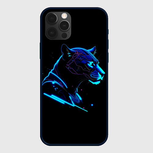 Чехол iPhone 12 Pro Пантера киберпан / 3D-Черный – фото 1