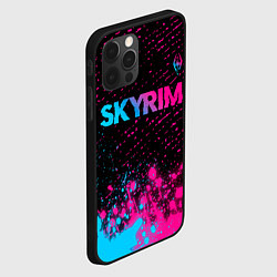 Чехол для iPhone 12 Pro Skyrim - neon gradient: символ сверху, цвет: 3D-черный — фото 2