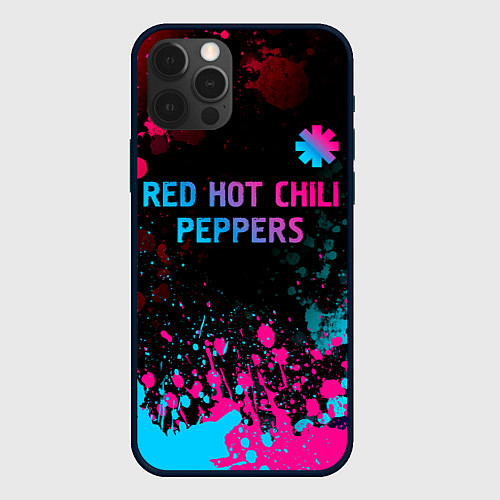 Чехол iPhone 12 Pro Red Hot Chili Peppers - neon gradient: символ свер / 3D-Черный – фото 1