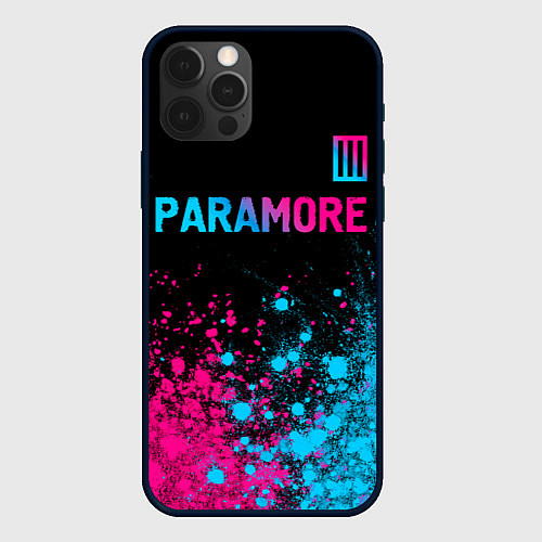 Чехол iPhone 12 Pro Paramore - neon gradient: символ сверху / 3D-Черный – фото 1