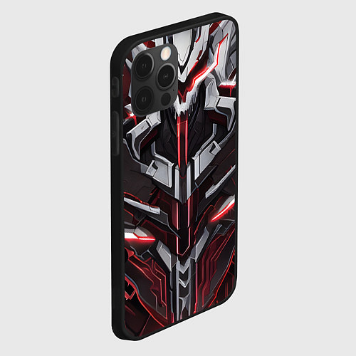 Чехол iPhone 12 Pro Красная кибер броня / 3D-Черный – фото 2