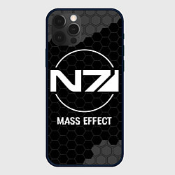 Чехол для iPhone 12 Pro Mass Effect glitch на темном фоне, цвет: 3D-черный