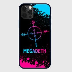 Чехол для iPhone 12 Pro Megadeth - neon gradient, цвет: 3D-черный