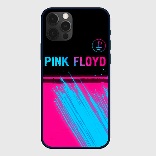 Чехол iPhone 12 Pro Pink Floyd - neon gradient: символ сверху / 3D-Черный – фото 1