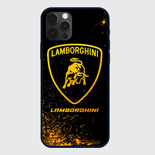 Чехол iPhone 12 Pro Lamborghini - gold gradient / 3D-Черный – фото 1