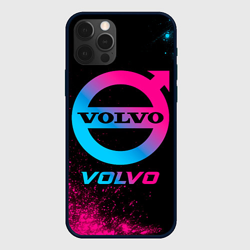 Чехол iPhone 12 Pro Volvo - neon gradient / 3D-Черный – фото 1