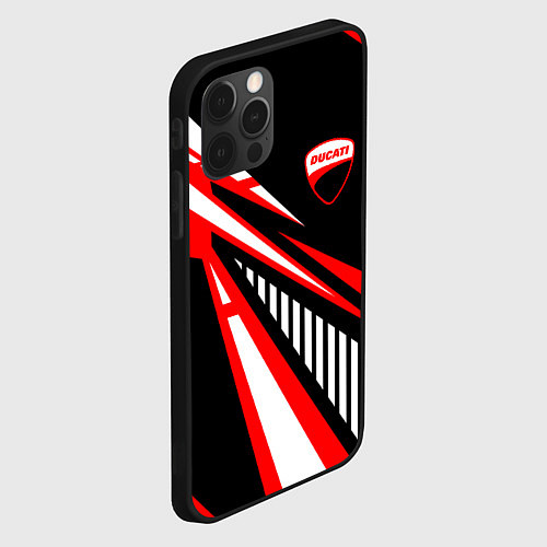 Чехол iPhone 12 Pro Ducati- красные абстрактные фигуры / 3D-Черный – фото 2