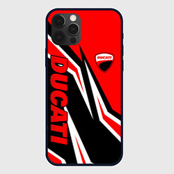 Чехол для iPhone 12 Pro Ducati- red stripes, цвет: 3D-черный