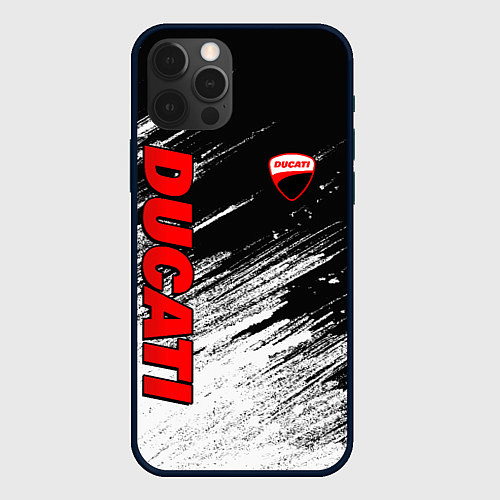 Чехол iPhone 12 Pro Ducati - потертости краски / 3D-Черный – фото 1