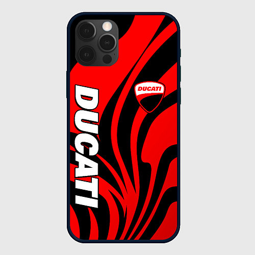 Чехол iPhone 12 Pro Ducati - red stripes / 3D-Черный – фото 1