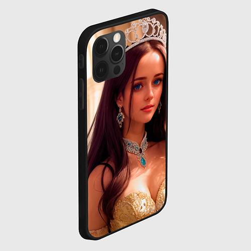 Чехол iPhone 12 Pro Девушка принцесса в алмазных украшениях / 3D-Черный – фото 2