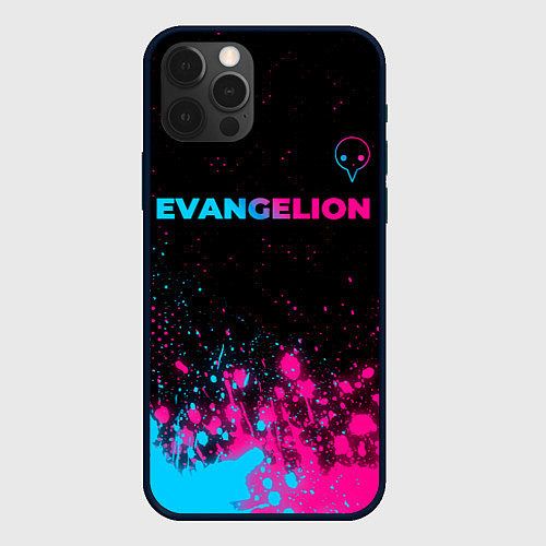 Чехол iPhone 12 Pro Evangelion - neon gradient: символ сверху / 3D-Черный – фото 1