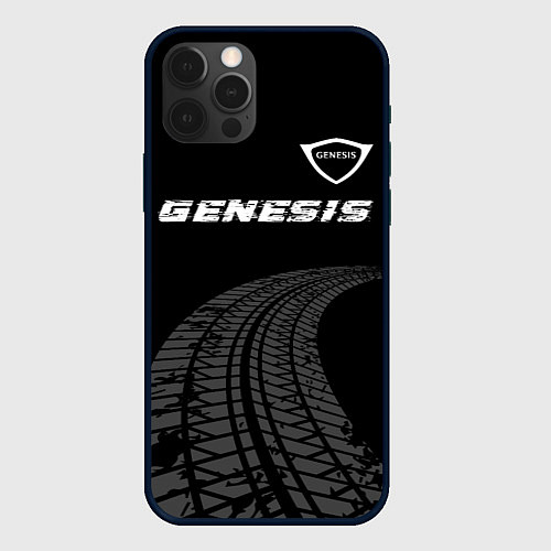 Чехол iPhone 12 Pro Genesis speed на темном фоне со следами шин: симво / 3D-Черный – фото 1