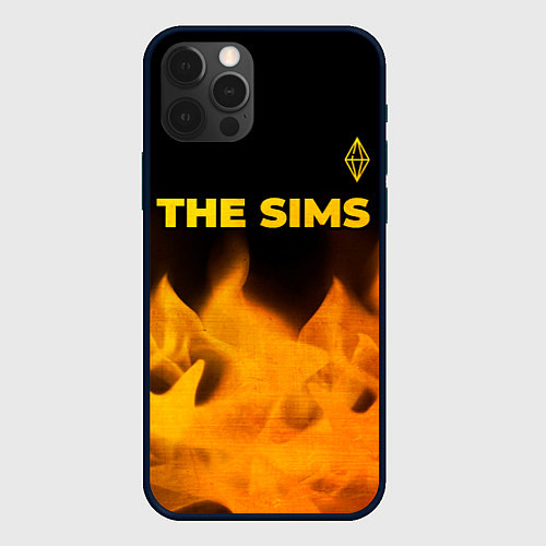 Чехол iPhone 12 Pro The Sims - gold gradient: символ сверху / 3D-Черный – фото 1