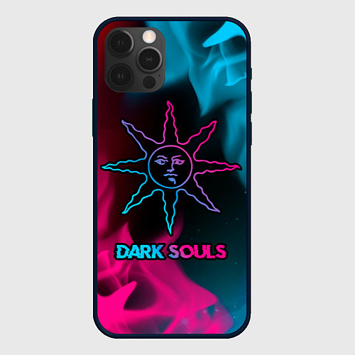 Чехол iPhone 12 Pro Dark Souls - neon gradient / 3D-Черный – фото 1