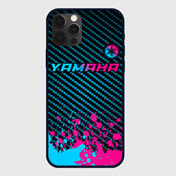 Чехол iPhone 12 Pro Yamaha - neon gradient: символ сверху