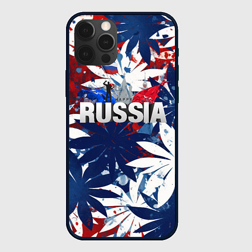 Чехол iPhone 12 Pro Russia лепестки / 3D-Черный – фото 1