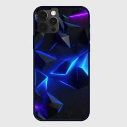 Чехол для iPhone 12 Pro Blue dark neon, цвет: 3D-черный