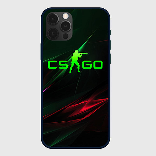 Чехол iPhone 12 Pro CSGO green logo / 3D-Черный – фото 1