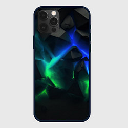 Чехол для iPhone 12 Pro Разлом синих и зеленых плит, цвет: 3D-черный